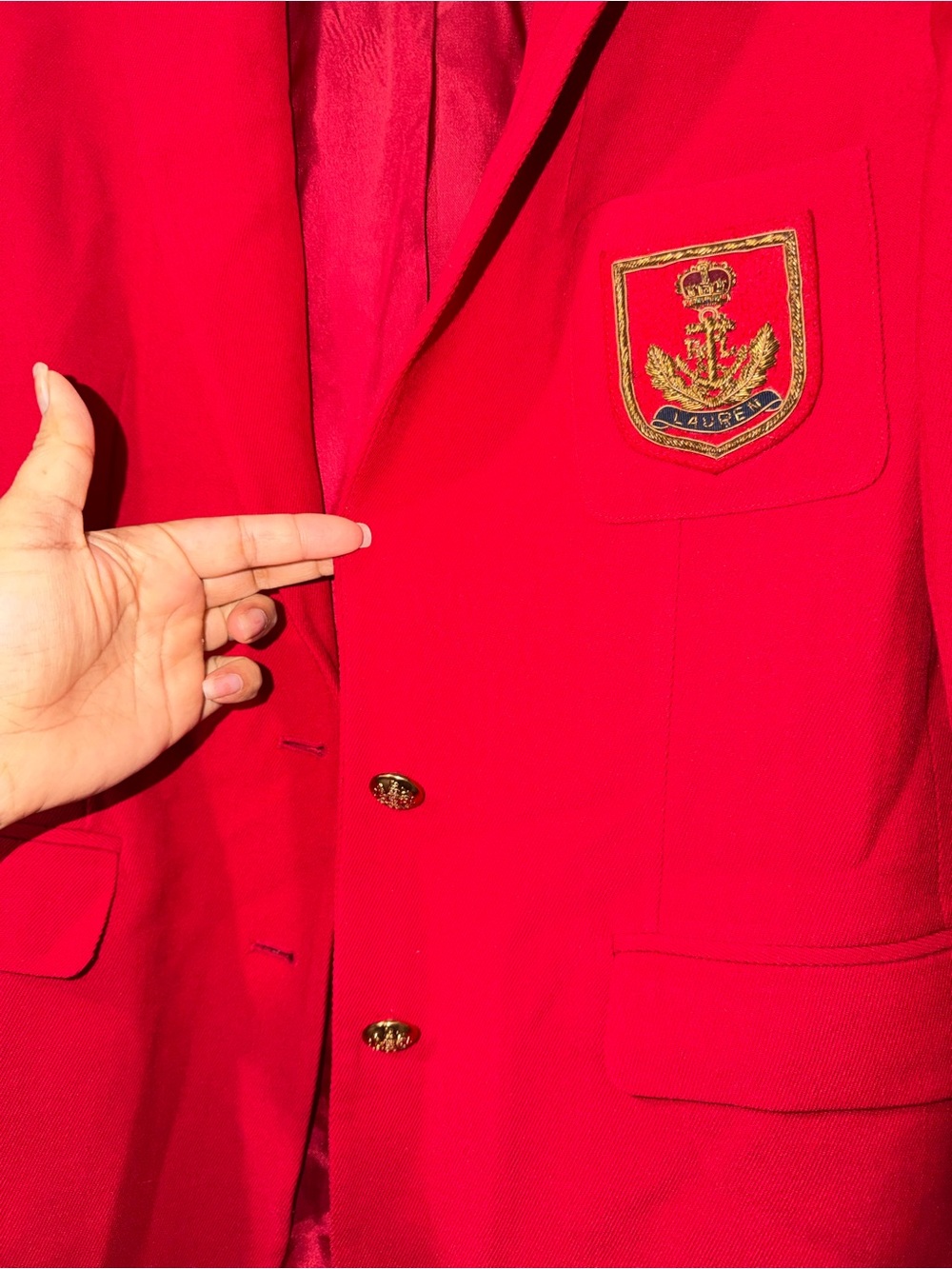 Lauren Ralph Lauren Red Crest Wool Blazer - Picture 4 of 7